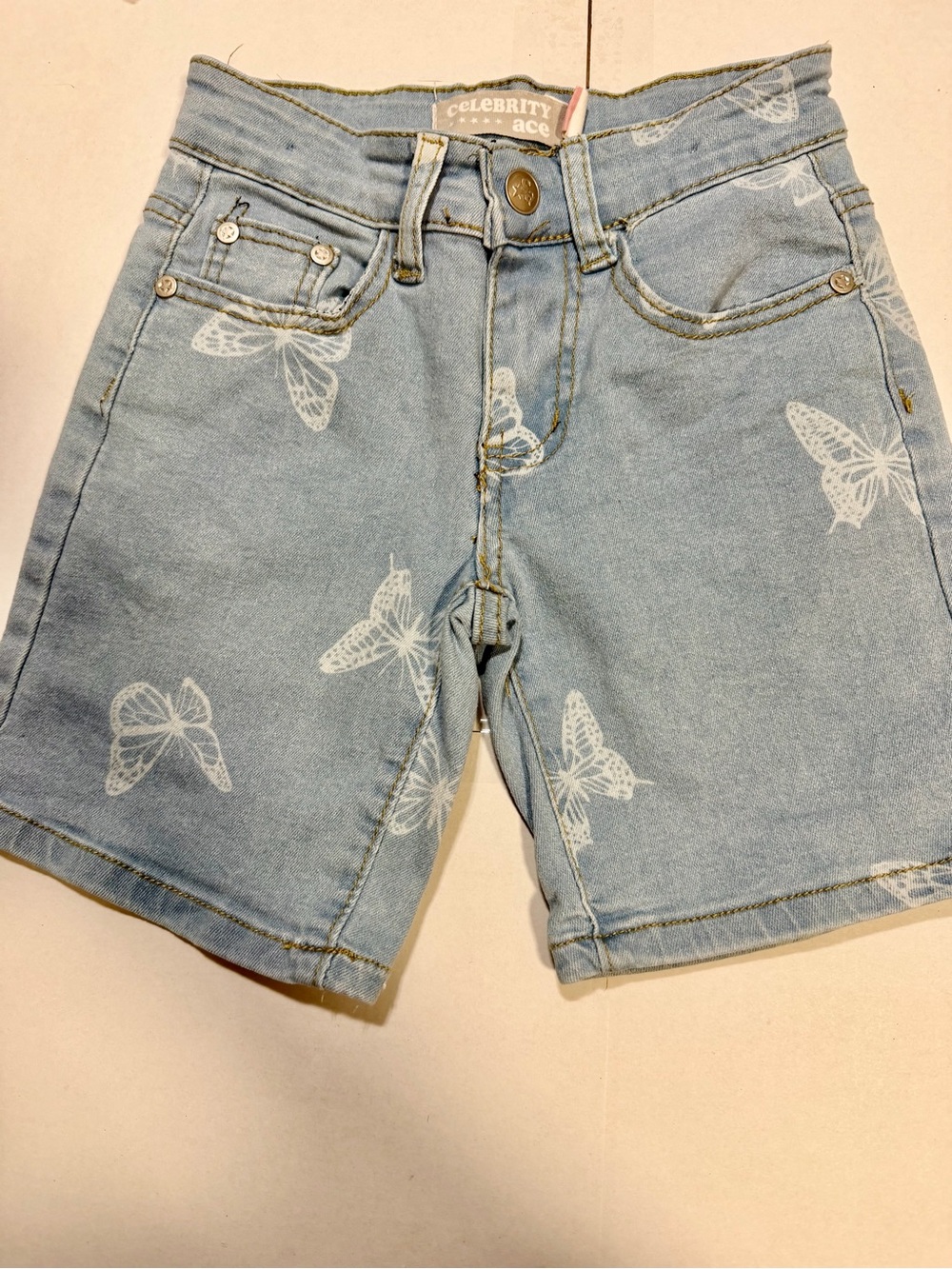 Celebrity Ace Light Blue Butterfly Denim Shorts
